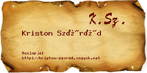 Kriston Szórád névjegykártya